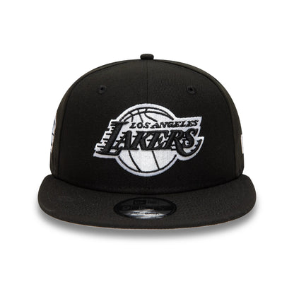 Pictured is this LA Lakers NBA Sidepatch Black 9FIFTY Snapback Adjustable cap. 3
