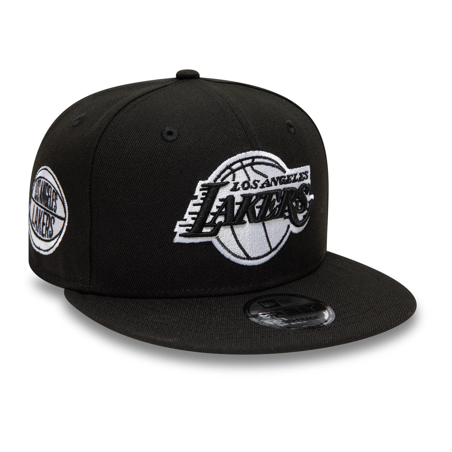 Pictured is this LA Lakers NBA Sidepatch Black 9FIFTY Snapback Adjustable cap. 1