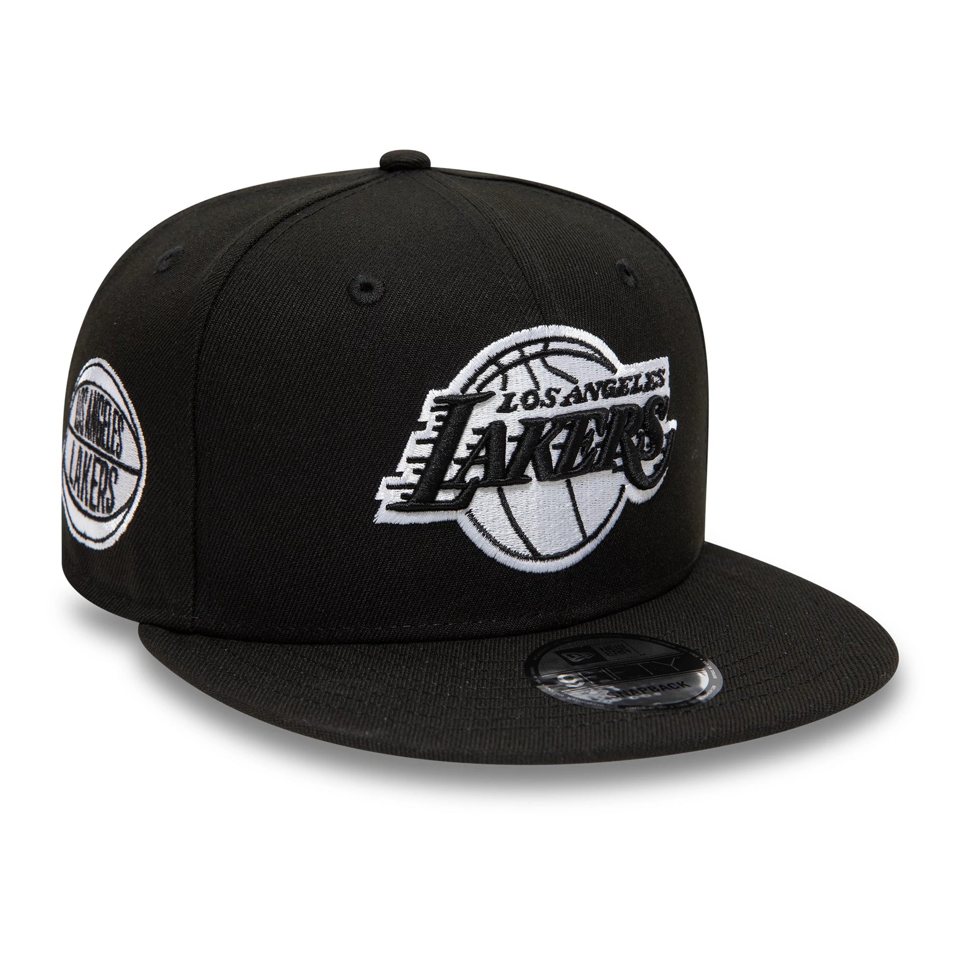 Pictured is this LA Lakers NBA Sidepatch Black 9FIFTY Snapback Adjustable cap. 1