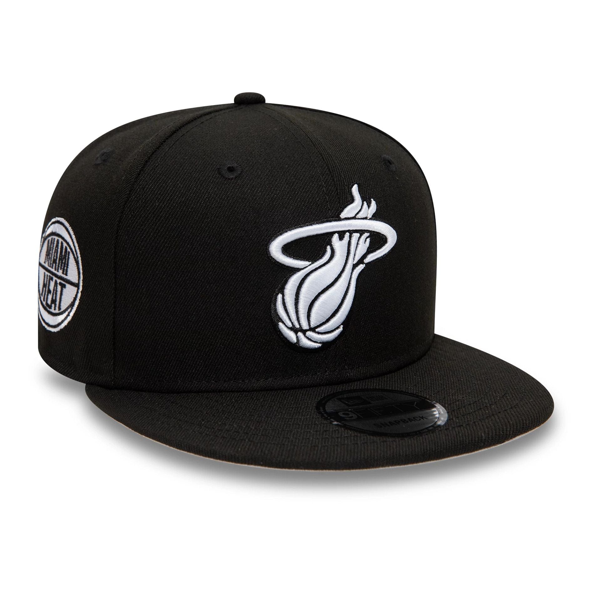 Pictured is this Miami Heat NBA Black 9FIFTY Snapback Adjustable cap. 1