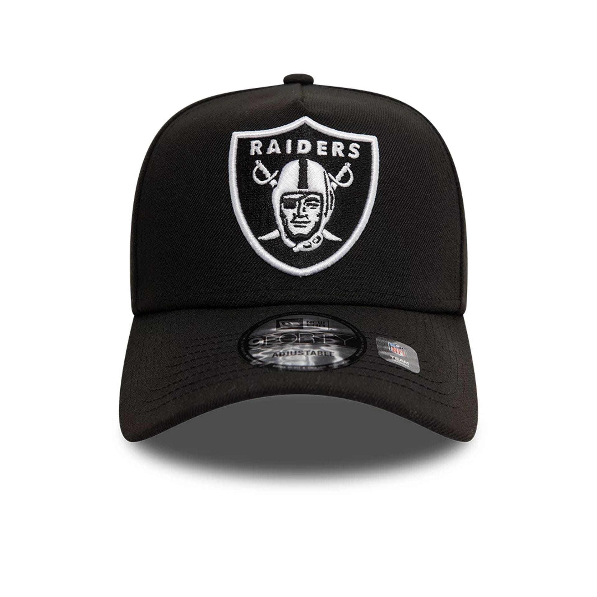 Pictured is this Las Vegas Raiders Black White Black 9FORTY A-Frame Cap 2
