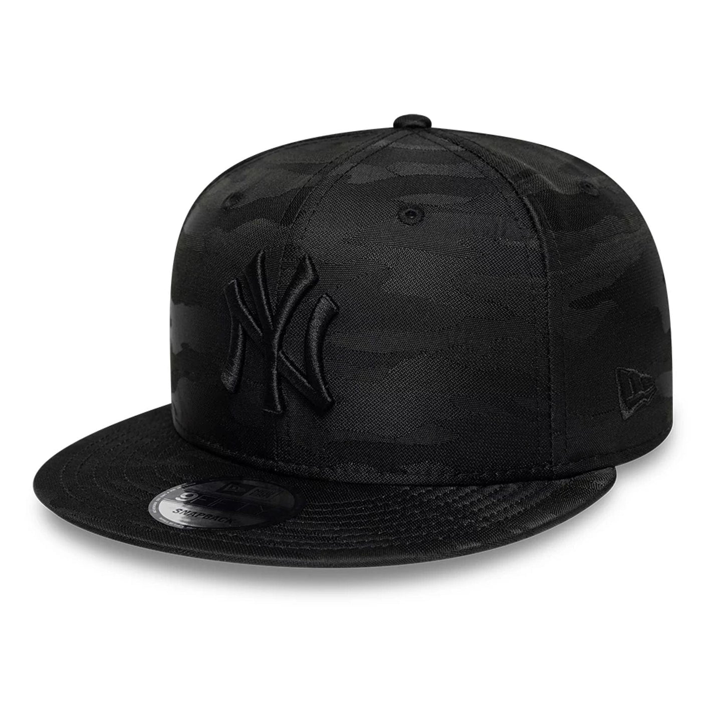Pictured is this MLB Black On Black New York Yankees 9FIFTY Snapback cap in black. 1