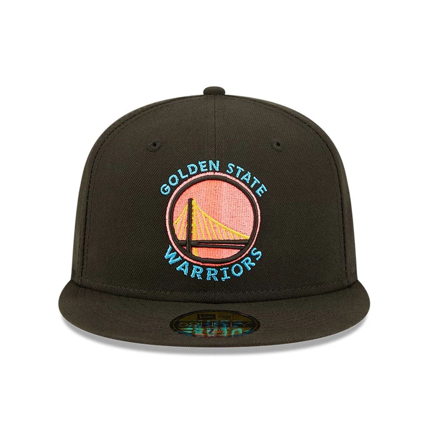This is a Golden State Warriors Pink Glow Black 59FIFTY Fitted Cap 3