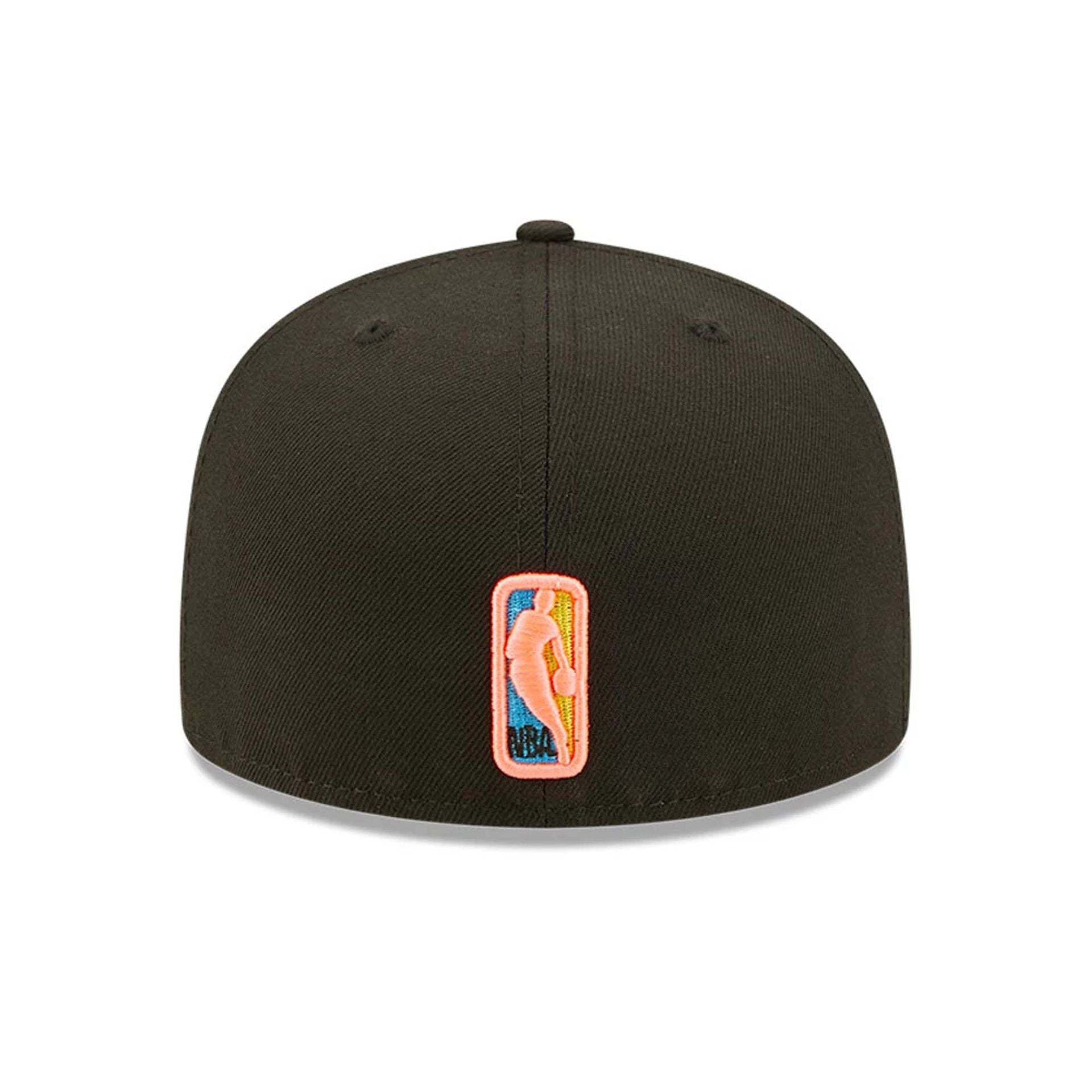 This is a Golden State Warriors Pink Glow Black 59FIFTY Fitted Cap 6