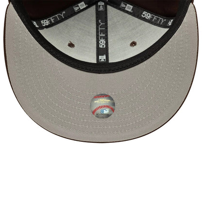 Pictured is this MLB Atlanta Braves 59FIFTY Fitted cap in dark brown. 2