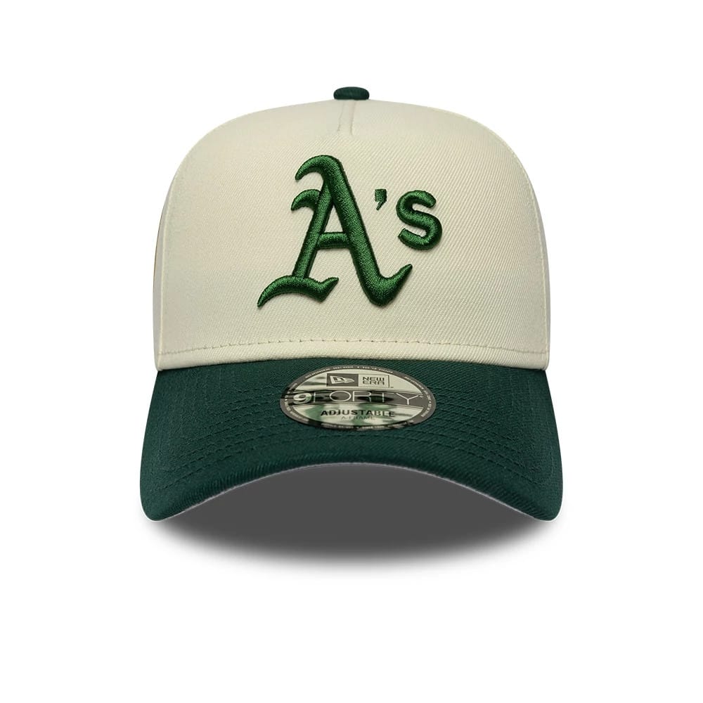Pictured is this MLB Cooperstown Athletics 9FORTY A-Frame cap in white & grey. 3