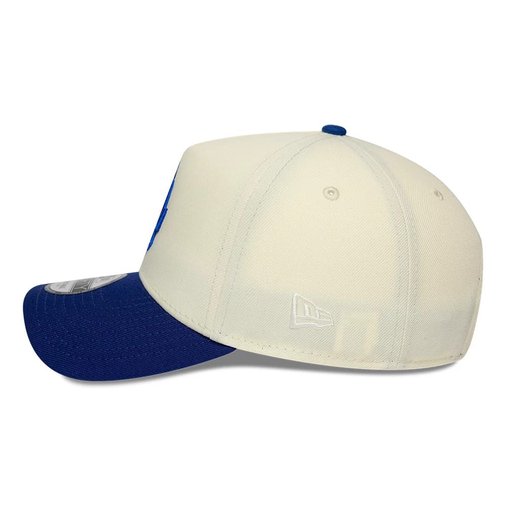 Pictured is this MLB Cooperstown LA Dodgers 9FORTY A-Frame cap in white & blue. 6
