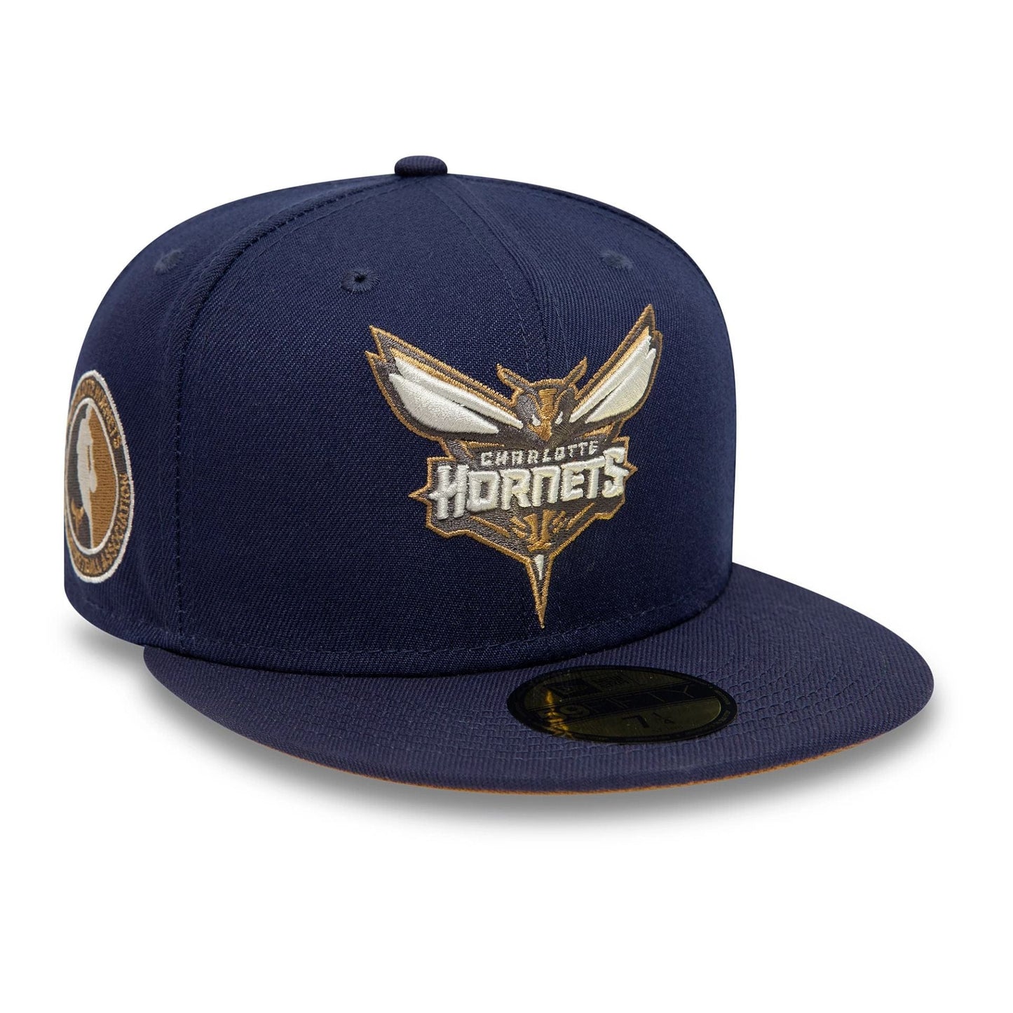 This is a Charlotte Hornets NBA Side Patch Navy 59FIFTY Fitted Cap 1