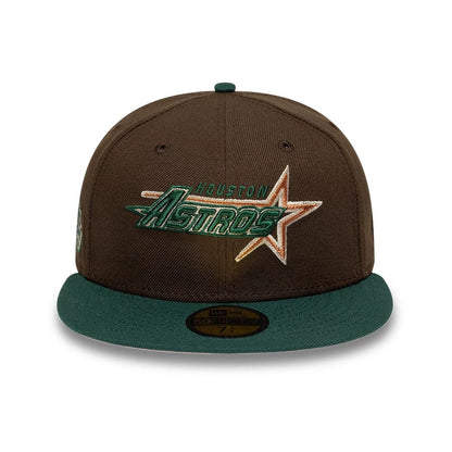 Pictured is this MLB Cooperstown Houston Astros 59FIFTY Fitted cap in dark brown & dark green. 3