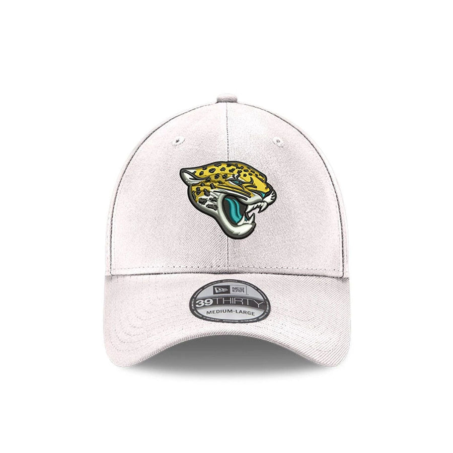 This is a Jacksonville Jaguars NFL White 39THIRTY Stretch Fit Cap 2