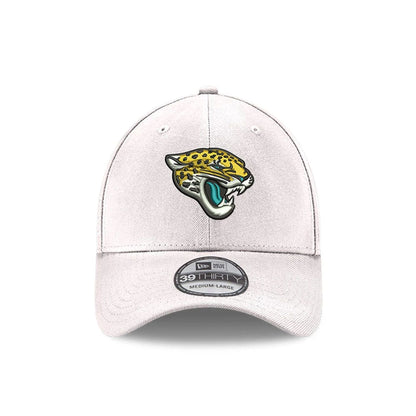 This is a Jacksonville Jaguars NFL White 39THIRTY Stretch Fit Cap 2