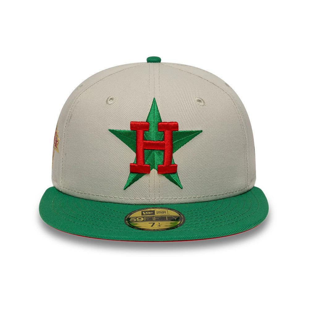 Pictured is this MLB Cooperstown Houston Astros 59FIFTY Fitted cap in Beige & Green. 3