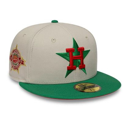 Pictured is this MLB Cooperstown Houston Astros 59FIFTY Fitted cap in Beige. 1