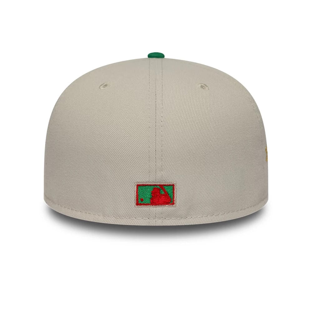 Pictured is this MLB Cooperstown Houston Astros 59FIFTY Fitted cap in Beige & Green. 5