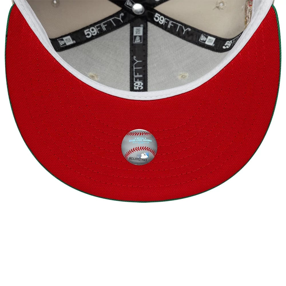 Pictured is this MLB Cooperstown Houston Astros 59FIFTY Fitted cap in Beige & Green. 2