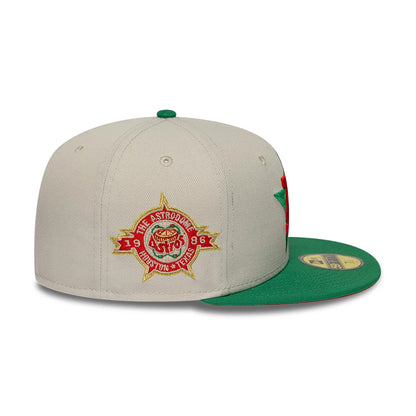Pictured is this MLB Cooperstown Houston Astros 59FIFTY Fitted cap in Beige & Green. 6
