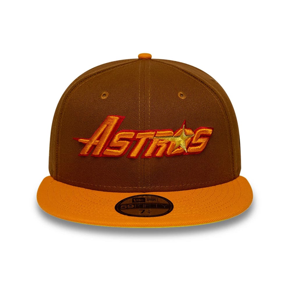 Pictured is this MLB Cooperstown Houston Astros 59FIFTY Fitted cap in brown. 3