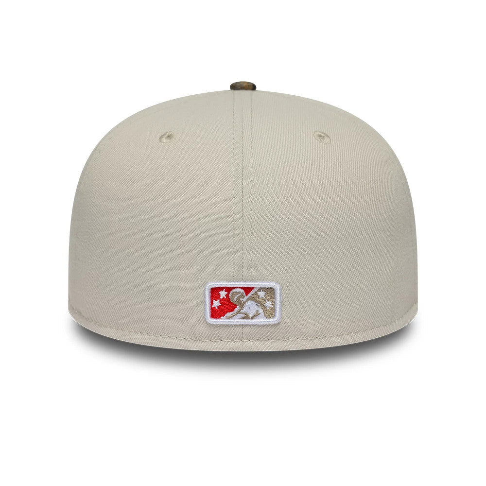 Pictured is this MiLB Hometown Gwinnett Stripers 59FIFTY Fitted cap in Beige 5