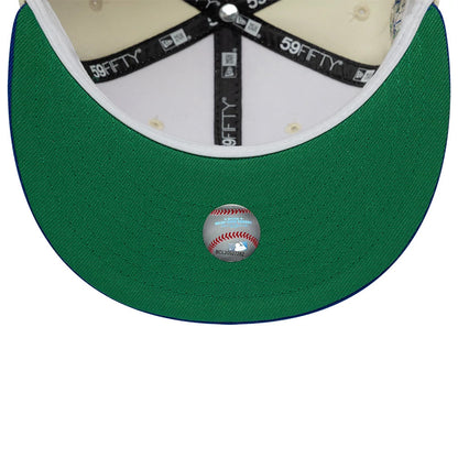 Pictured is this MLB Cooperstown Texas Rangers 59FIFTY Fitted cap in white & blue. 2