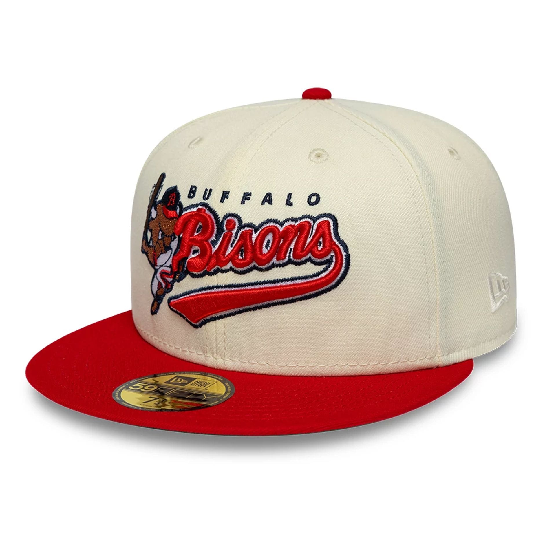 Pictured is this MiLB Hometown Buffalo Bisons 59FIFTY Fitted cap in white. 1