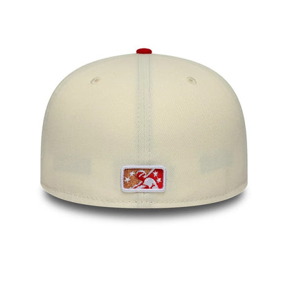 Pictured is this MiLB Hometown Buffalo Bisons 59FIFTY Fitted cap in white & red. 5