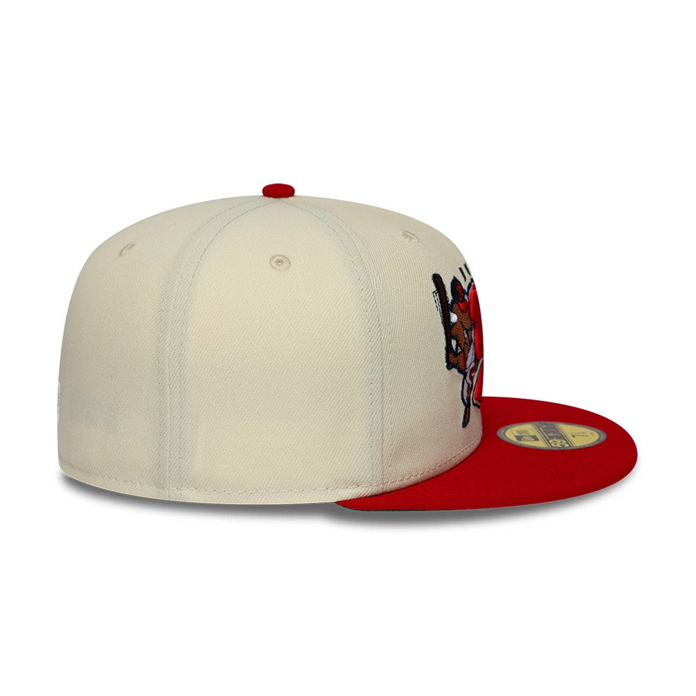 Pictured is this MiLB Hometown Buffalo Bisons 59FIFTY Fitted cap in white & red. 7