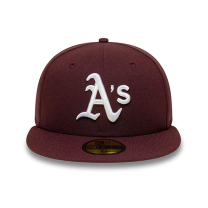 Pictured is this MLB Athletics 59FIFTY Fitted cap in dark purple. 3