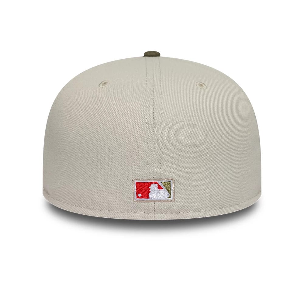 Pictured is this MLB Cooperstown Houston Astros 59FIFTY Fitted cap in beige & green. 7