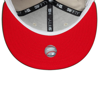 Pictured is this MLB Cooperstown Houston Astros 59FIFTY Fitted cap in beige & green. 2