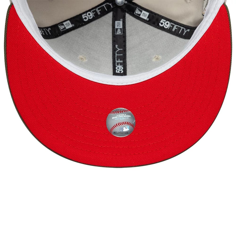 Pictured is this MLB Cooperstown Houston Astros 59FIFTY Fitted cap in beige & green. 2