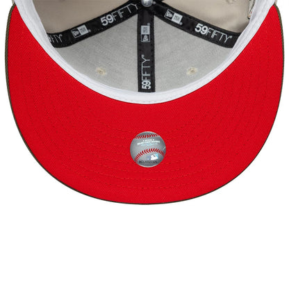 Pictured is this MLB Cooperstown Houston Astros 59FIFTY Fitted cap in beige & green. 2
