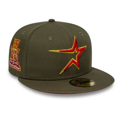 Pictured is this MLB Cooperstown Houston Astros 59FIFTY Fitted cap in green. 1