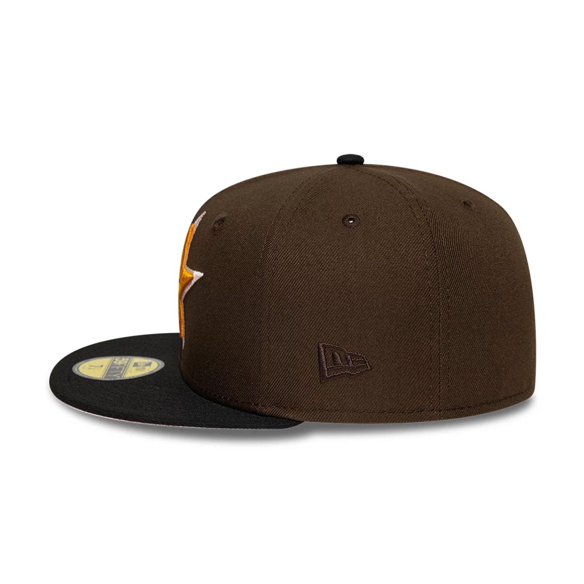Pictured is this MLB Cooperstown Houston Astros 59FIFTY Fitted cap in dark brown. 7
