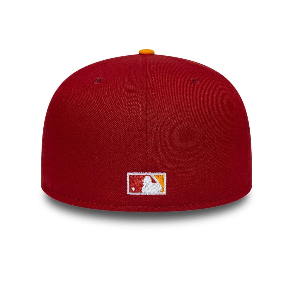 Pictured is this MLB Cooperstown Houston Astros 59FIFTY Fitted cap in dark red. 5