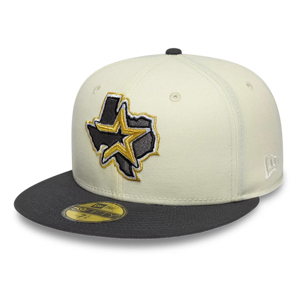 Pictured is this MLB Cooperstown Houston Astros 59FIFTY Fitted cap in white & black. 4