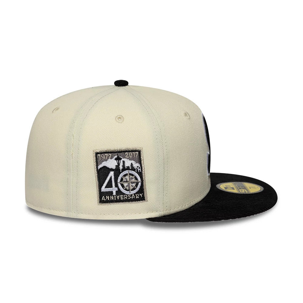 Pictured is this MLB Cooperstown Seattle Mariners 59FIFTY Fitted cap in white. 6