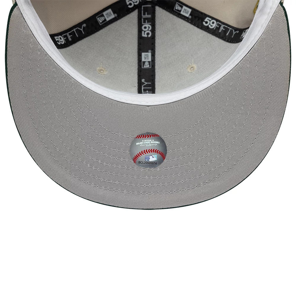 Pictured is this MLB Cooperstown Houston Astros 59FIFTY Fitted cap in beige. 2