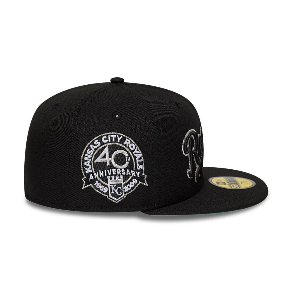 Pictured is this MLB Cooperstown Kansas City Royals 59FIFTY Fitted cap in black. 6