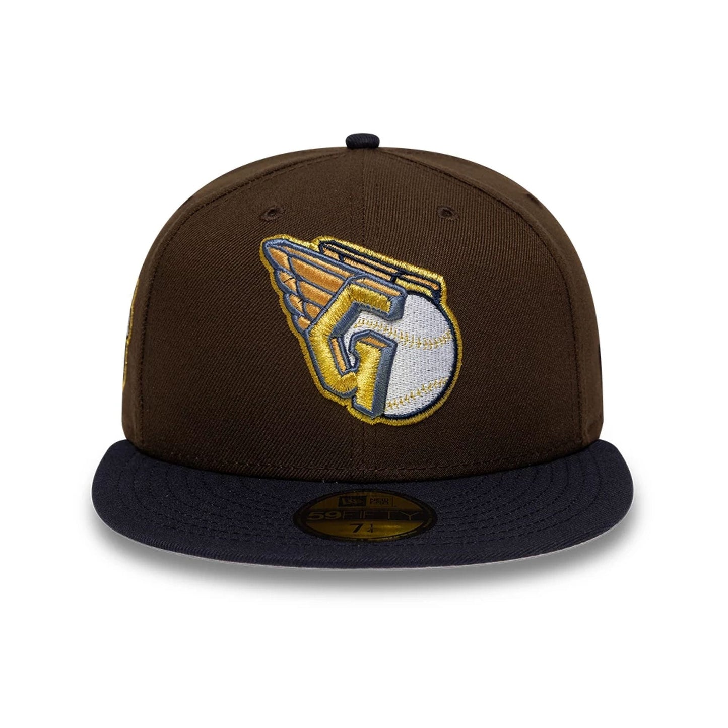 Pictured is this MLB Cooperstown Cleveland Guardians 59FIFTY Fitted cap in dark brown. 3