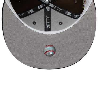 Pictured is this MLB Cooperstown Cleveland Guardians 59FIFTY Fitted cap in dark brown & navy. 2