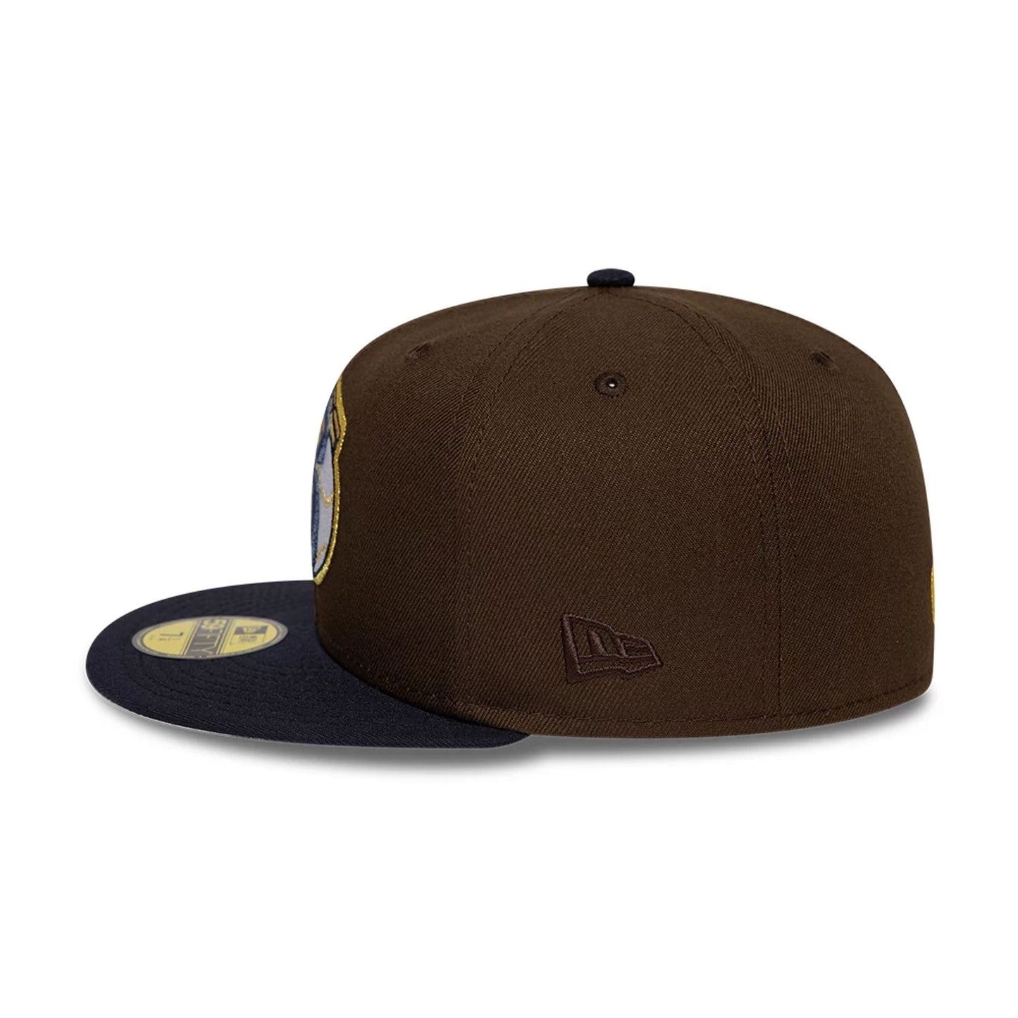 Pictured is this MLB Cooperstown Cleveland Guardians 59FIFTY Fitted cap in dark brown. 7