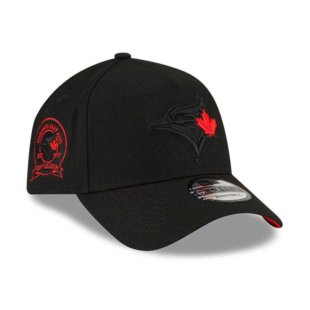 Pictured is this MLB Cooperstown Toronto Blue Jays 9FORTY A-Frame cap in black. 1