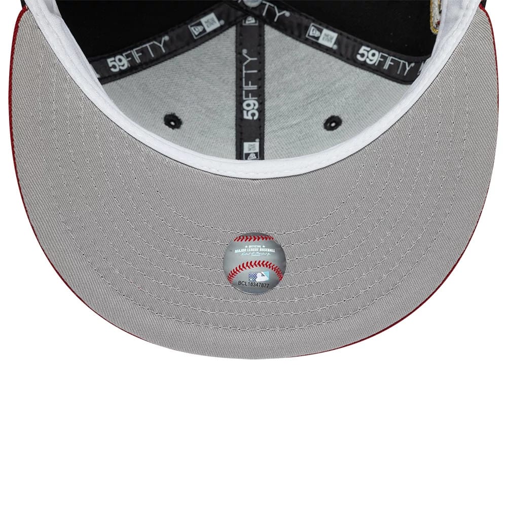 Pictured is this MLB Cooperstown Houston Astros 59FIFTY Fitted cap in black & red. 2