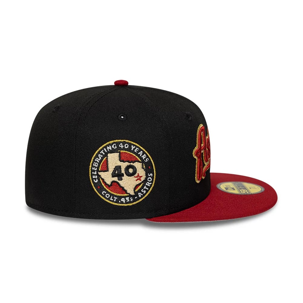 Pictured is this MLB Cooperstown Houston Astros 59FIFTY Fitted cap in black & red. 6