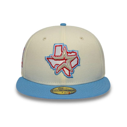 Pictured is this MLB Cooperstown Houston Astros 59FIFTY Fitted cap in cream. 3