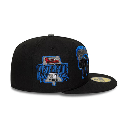 Pictured is this MLB Cooperstown Philadelphia Phillies 59FIFTY Fitted cap in black. 6