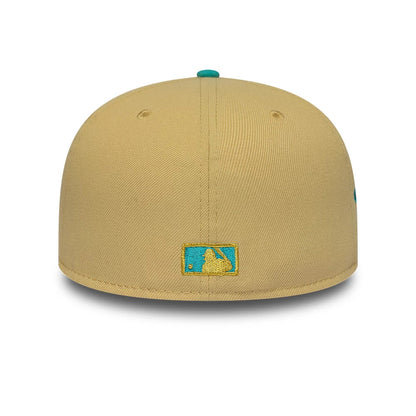 Pictured is this MLB Vegas Gold Florida Marlins 59FIFTY Fitted cap in gold & black. 7