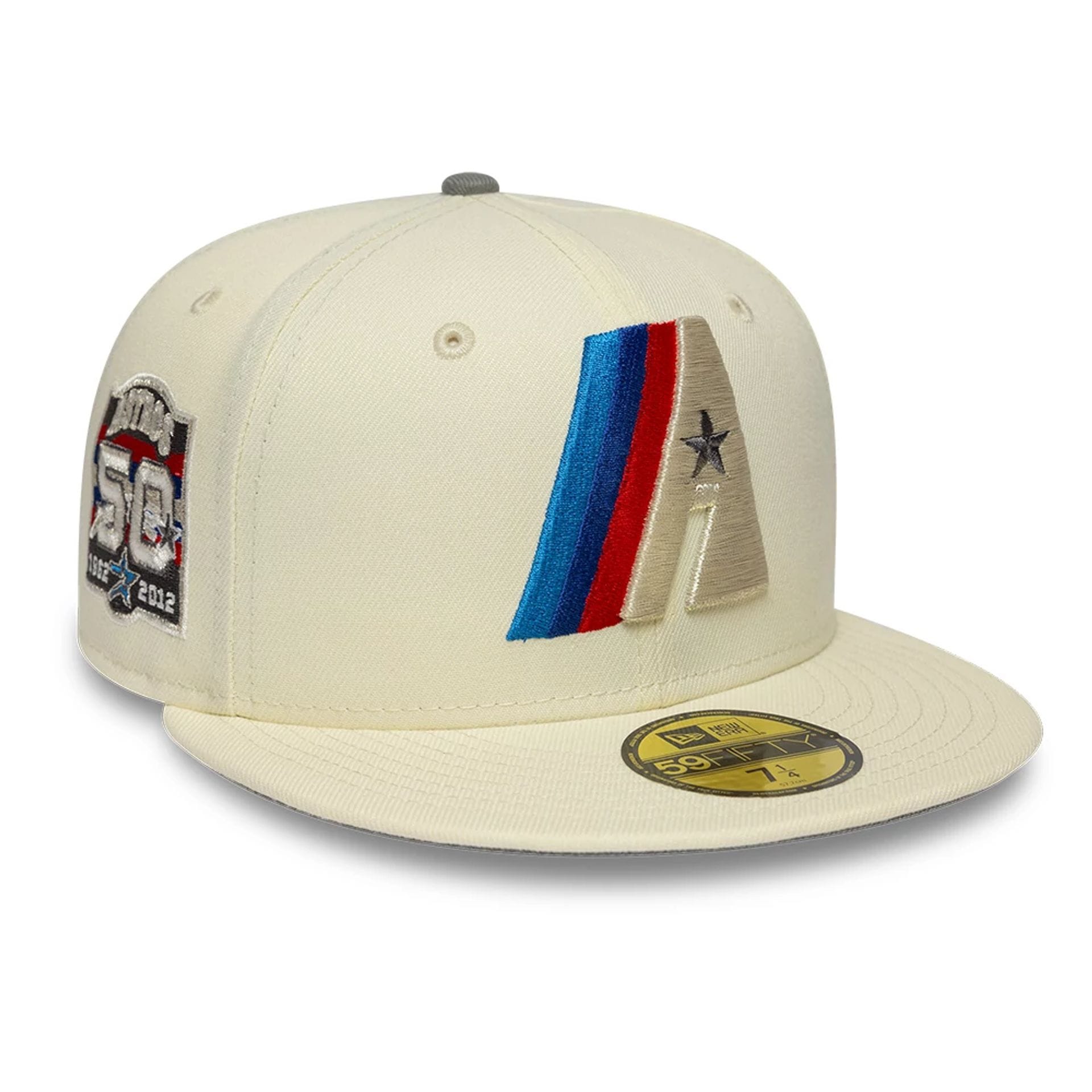 Pictured is this MLB Cooperstown Houston Astros 59FIFTY Fitted cap in white. 1