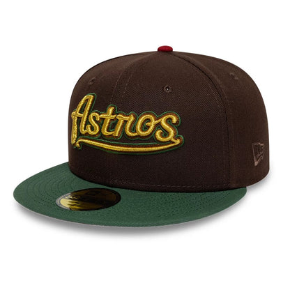 Pictured is this MLB Cooperstown Houston Astros 59FIFTY Fitted cap in dark brown & green. 4