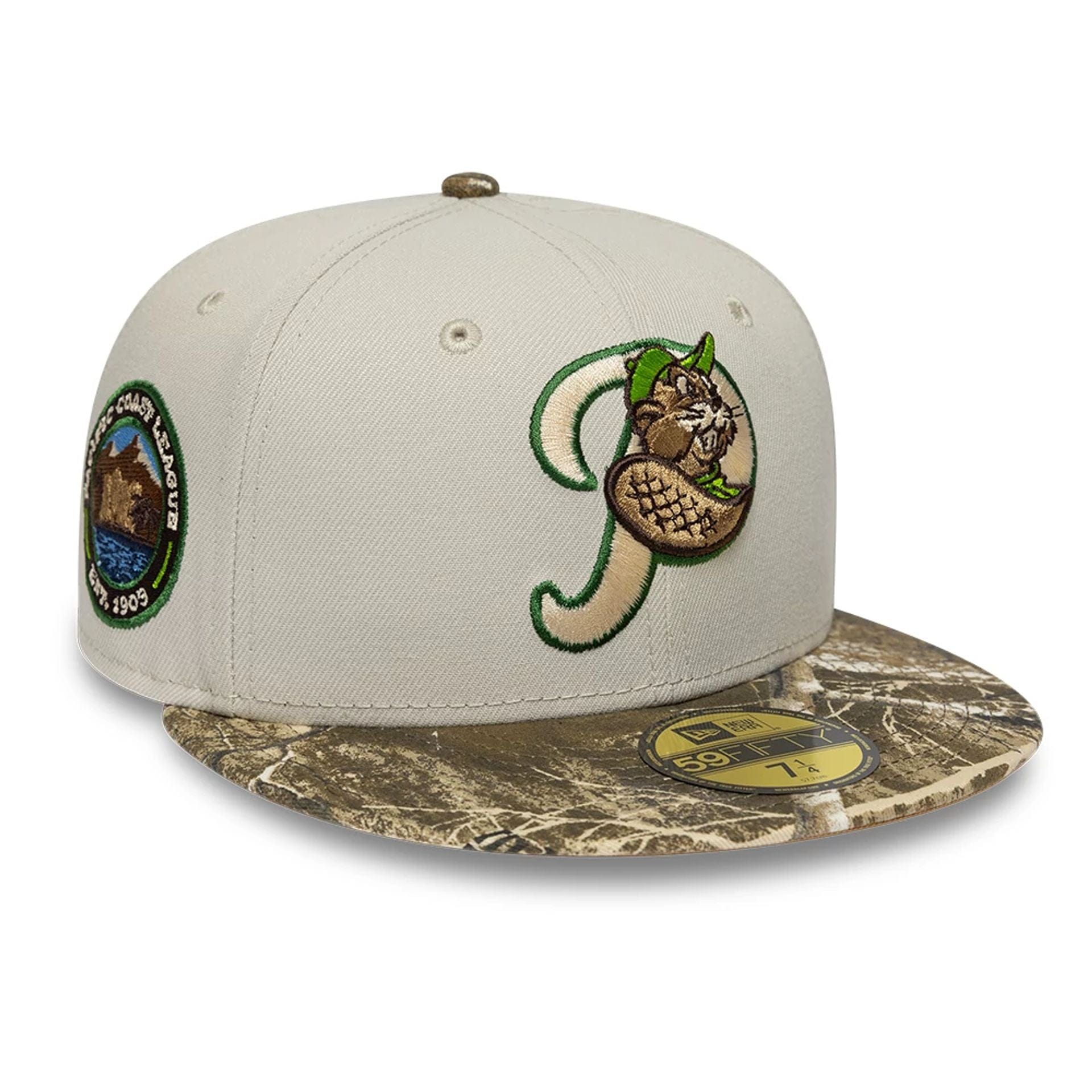 Pictured is this MiLB Hometown Portland Beavers 59FIFTY Fitted cap in beige. 1